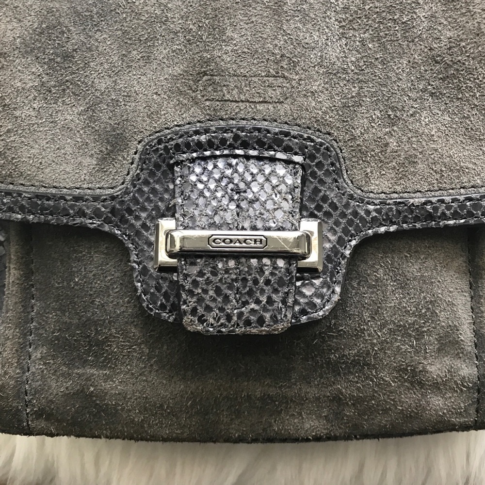 SOLD Coach Taylor Suede & Exotic Leather Front Flap Bag - Picture 4 of 8